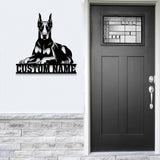 Custom Name Doberman Pinscher Metal Sign with Led Light, Doberman Sign, Personalized Dog Sign, Dog Monogram, Dog Mom Gift, Dog Gift