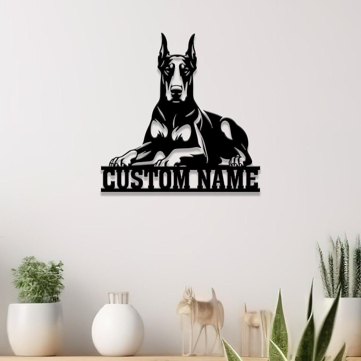 Custom Name Doberman Pinscher Metal Sign with Led Light, Doberman Sign, Personalized Dog Sign, Dog Monogram, Dog Mom Gift, Dog Gift