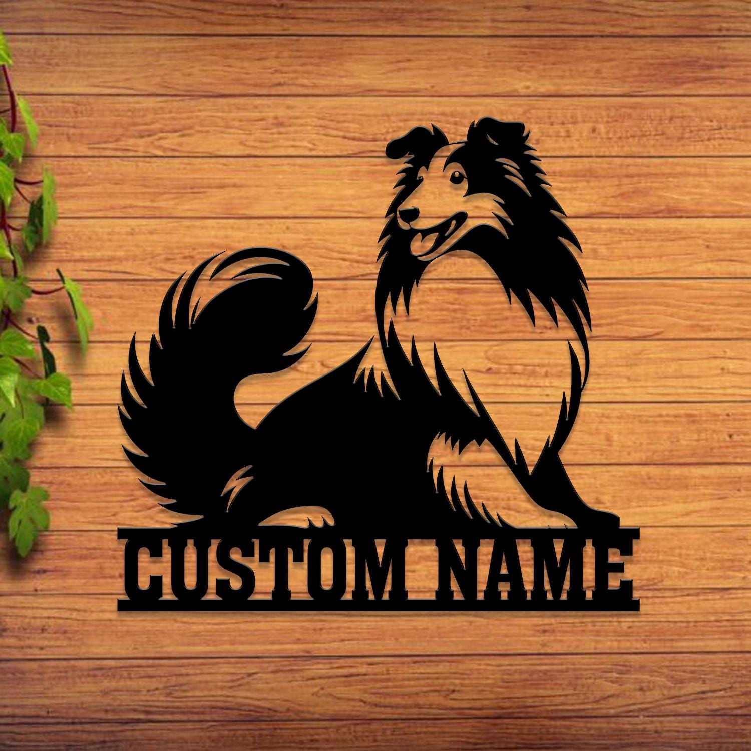 Custom Name Shetland Sheepdog Metal Sign with Led Light, Shetland Sheepdog Sign, Personalized Dog Sign, Dog Monogram, Dog Mom Gift, Dog Gift