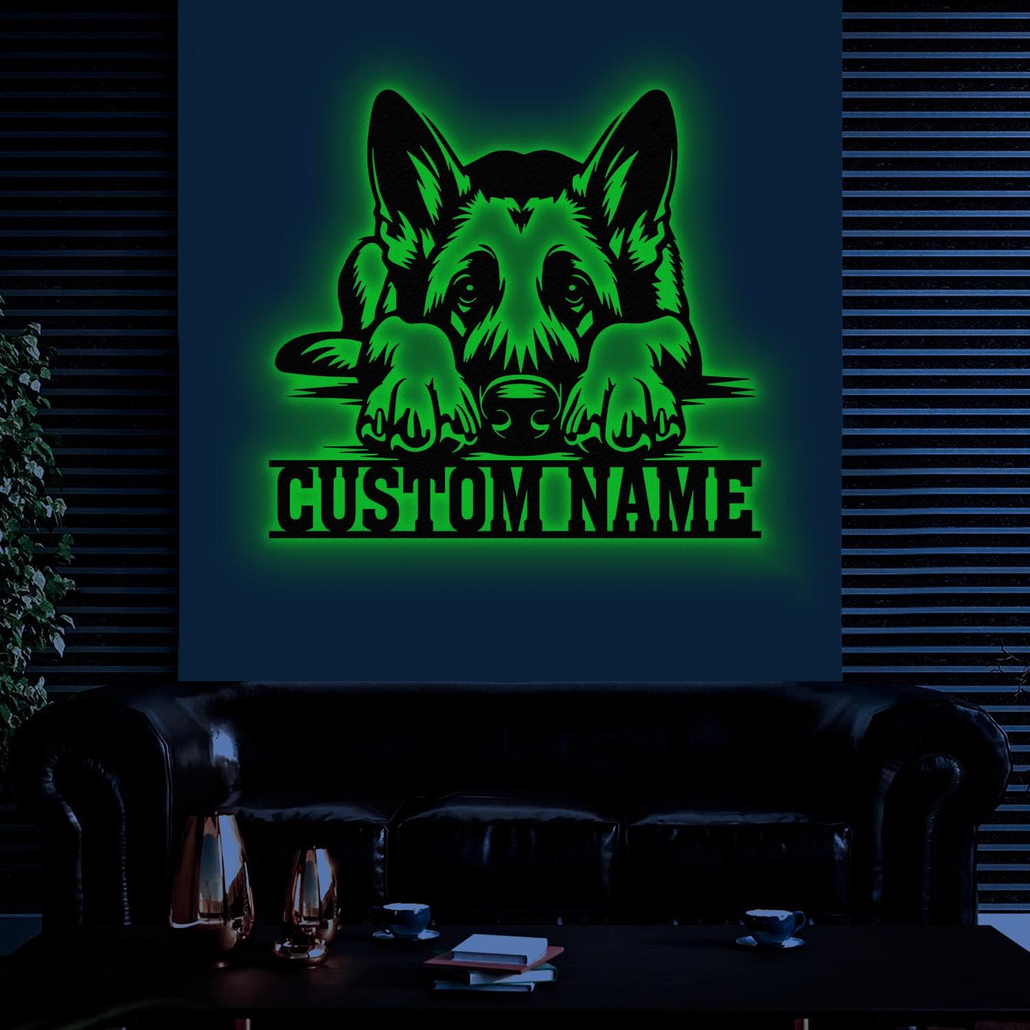 Custom Name German Shepherd Metal Sign with Led Light, German Shepherd Sign, Personalized Dog Sign, Dog Monogram, Dog Mom Gift, Dog Gift