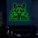 Custom Name German Shepherd Metal Sign with Led Light, German Shepherd Sign, Personalized Dog Sign, Dog Monogram, Dog Mom Gift, Dog Gift