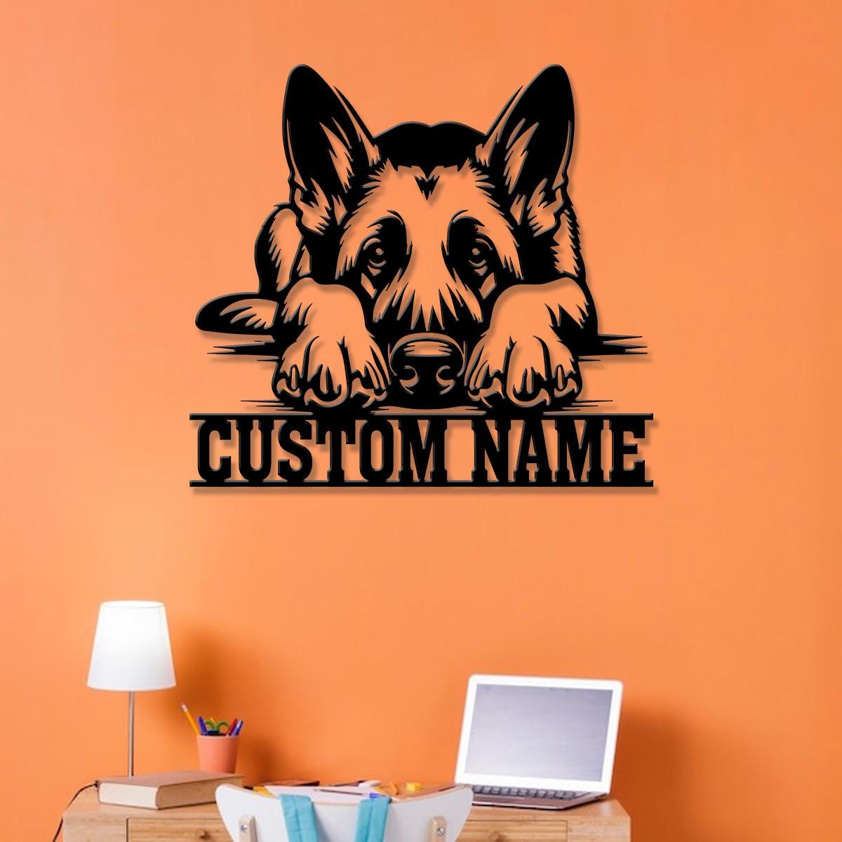 Custom Name German Shepherd Metal Sign with Led Light, German Shepherd Sign, Personalized Dog Sign, Dog Monogram, Dog Mom Gift, Dog Gift