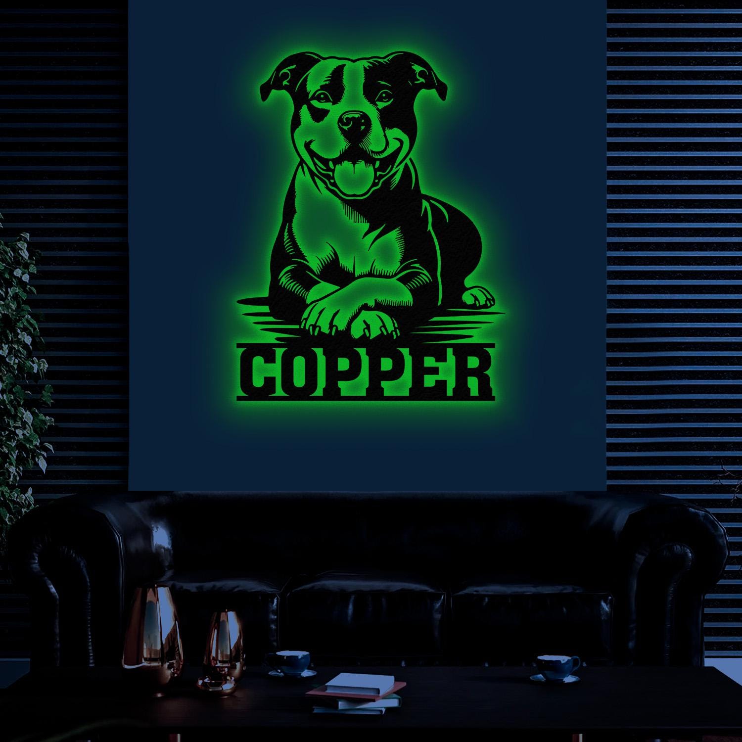 Custom Name Pitbull Metal Sign with Led Light, Pitbull Sign, Personalized Dog Sign, Dog Monogram, Dog Mom Gift, Dog Gift, Pitbull Lovers