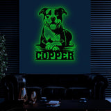 Custom Name Pitbull Metal Sign with Led Light, Pitbull Sign, Personalized Dog Sign, Dog Monogram, Dog Mom Gift, Dog Gift, Pitbull Lovers
