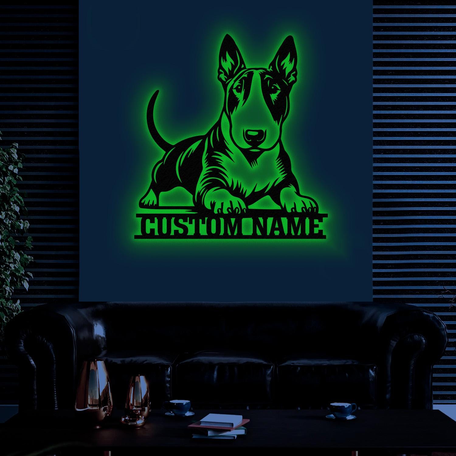 Custom Metal Bull Terrier Sign with Led Light, Bull Terrier Family Name Gift, Gift For Dog Lover, Dog Monogram Metal Sign, Dog Mom Gifts