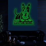Custom Metal Bull Terrier Sign with Led Light, Bull Terrier Family Name Gift, Gift For Dog Lover, Dog Monogram Metal Sign, Dog Mom Gifts