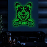 Custom Metal Corgi Sign with Led Light, Corgi Family Name Gift, Gift For Dog Lover, Dog Monogram Sign, Dog Mom Gifts, Corgi Lovers Gift