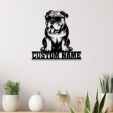Custom Metal Bulldog Sign, Bulldog Family Name Gift, Gift For Dog Lover, Dog Monogram Metal Sign, Dog Mom Gifts, Bulldog Lovers Gift