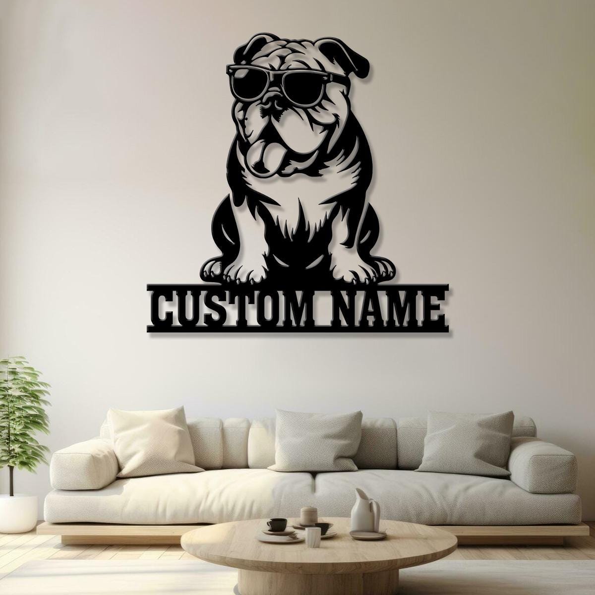 Custom Metal Bulldog Sign, Bulldog Family Name Gift, Gift For Dog Lover, Dog Monogram Metal Sign, Dog Mom Gifts, Bulldog Lovers Gift