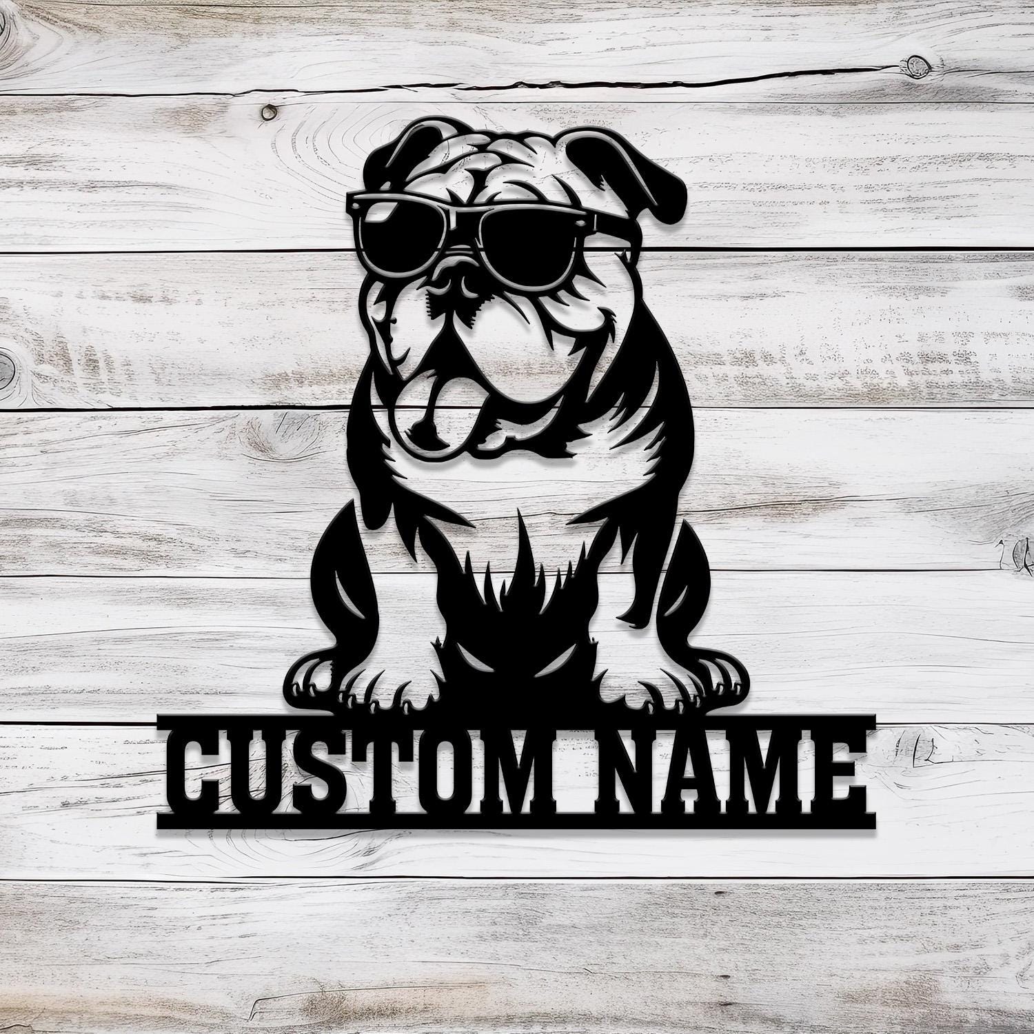 Custom Metal Bulldog Sign, Bulldog Family Name Gift, Gift For Dog Lover, Dog Monogram Metal Sign, Dog Mom Gifts, Bulldog Lovers Gift