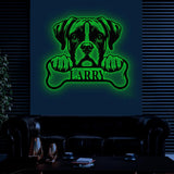 Custom Metal Boxer Sign with Led Light, Boxer Dog Name Gift, Gift For Dog Lover, Dog Monogram Metal Sign, Dog Mom Gift