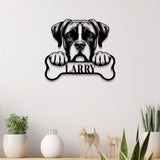 Custom Metal Boxer Sign with Led Light, Boxer Dog Name Gift, Gift For Dog Lover, Dog Monogram Metal Sign, Dog Mom Gift
