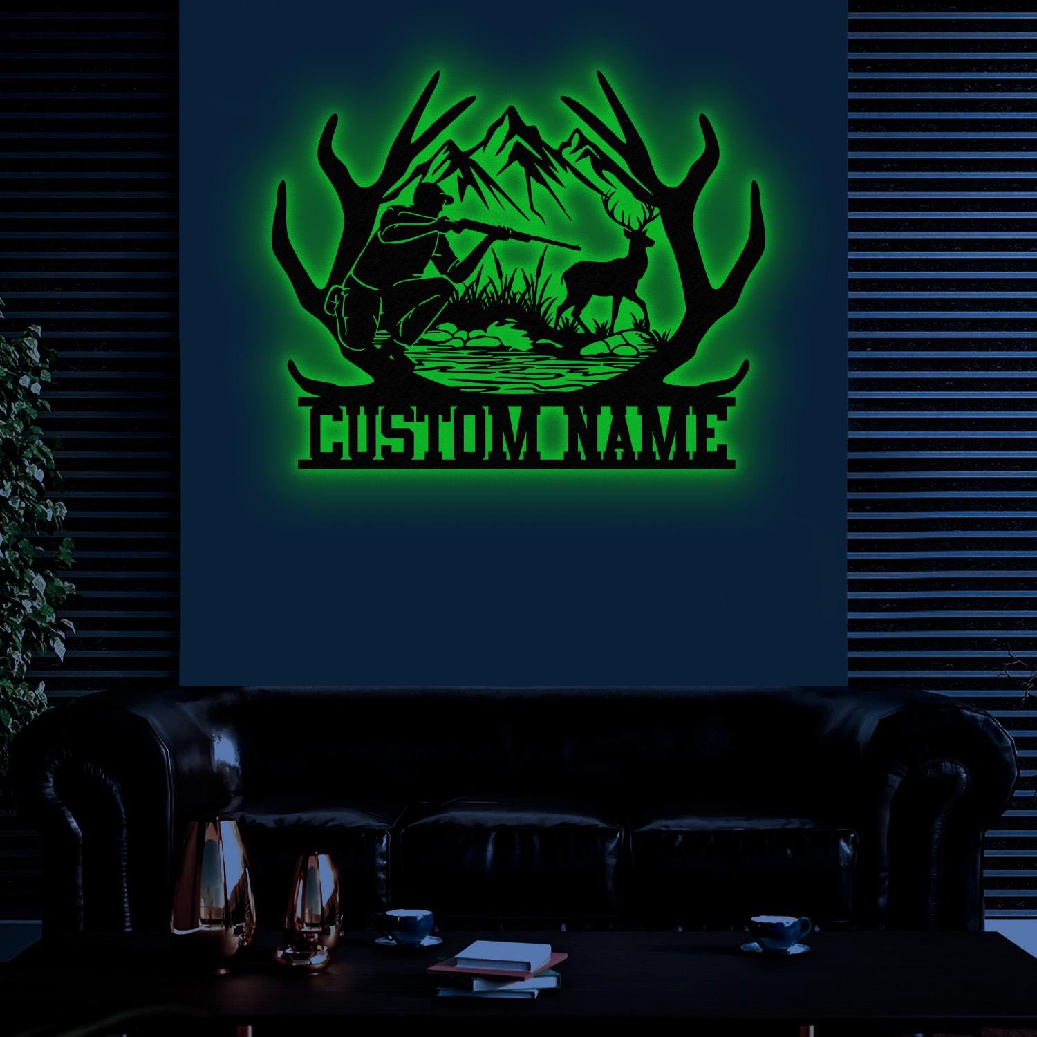Custom Deer Hunting Metal Sign, Personalized Deer Wall Art, Gift for Hunter, Hunter Name Sign, Deer Wall Art, Men Cave Sign