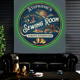 Personalized Sewing Room Metal Sign with Led Light, Craft Sign Decor, Craft Quilting Sign, Art Room Decor, Sewing Hobby Sign, Gift for Mom