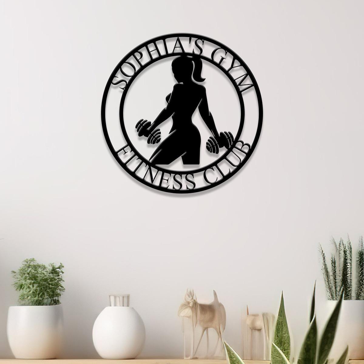 Custom Name Metal Fitness Club Sign with Led Light, Women's Fitness Sign, Metal Gym Sign, Home Gym Art, Signs for Workout Room, Gift for Her