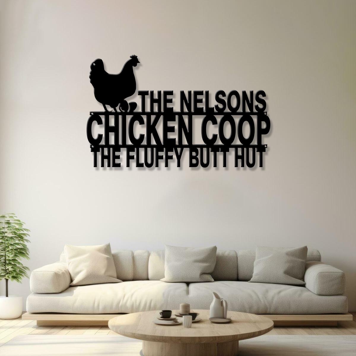 Custom Fluffy Butt Hut Metal Signs, Chicken Coop Sign, Personalized Chicken Farm Sign, Farm Coop Sign, Family Name Chicken Coop Sign