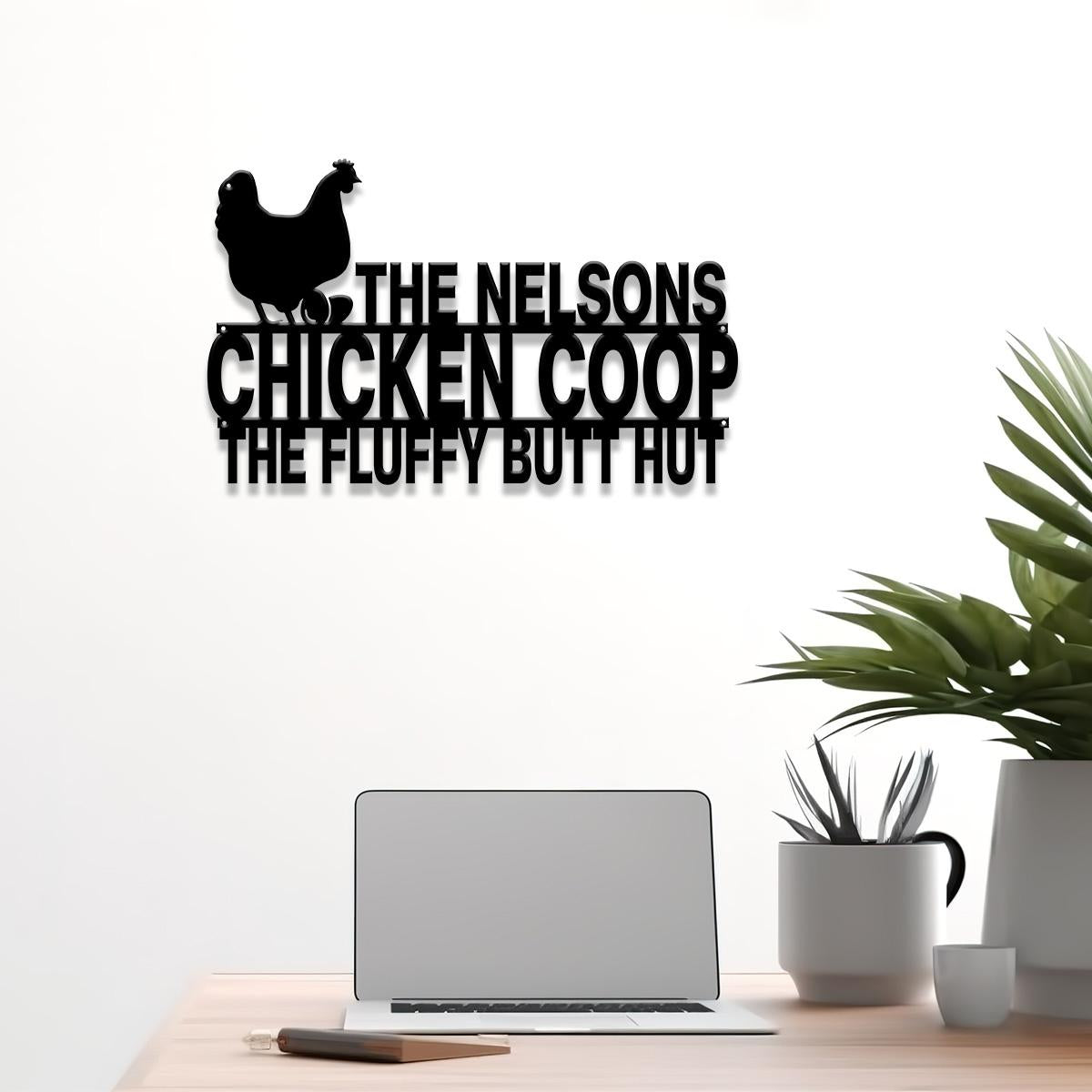 Custom Fluffy Butt Hut Metal Signs, Chicken Coop Sign, Personalized Chicken Farm Sign, Farm Coop Sign, Family Name Chicken Coop Sign