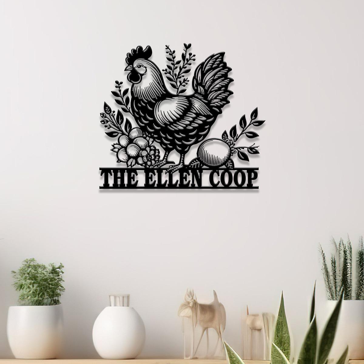 Personalized Floral Chicken Farm Sign With Lights, Hen House Decor, Outdoor Decor, Farmer Gift, Chicken Lover Gift, Hen Coop Sign