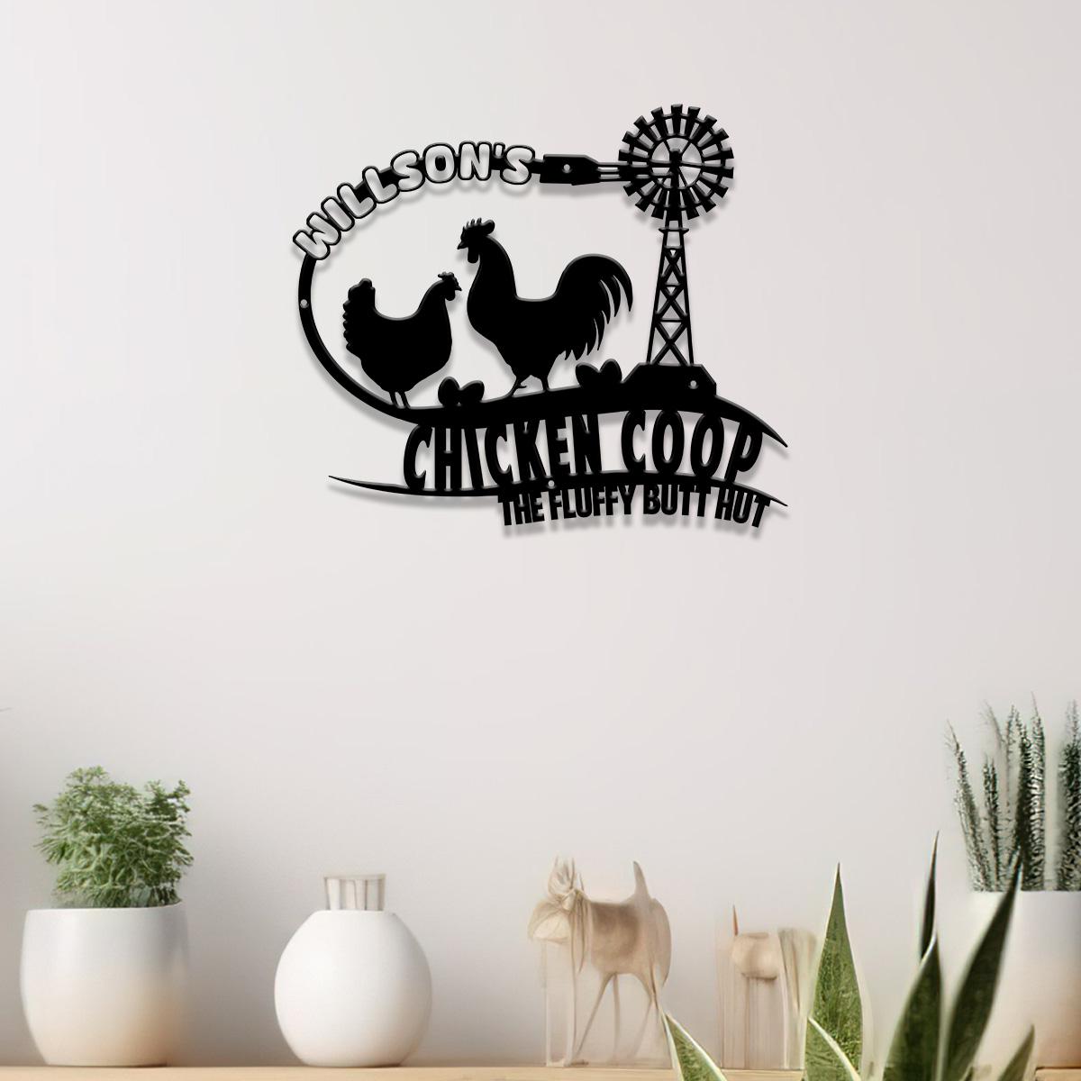 Custom Fluffy Butt Hut Metal Signs, Chicken Coop Sign, Personalized Chicken Farm Sign, Farm Coop Sign, Family Name Chicken Coop Sign