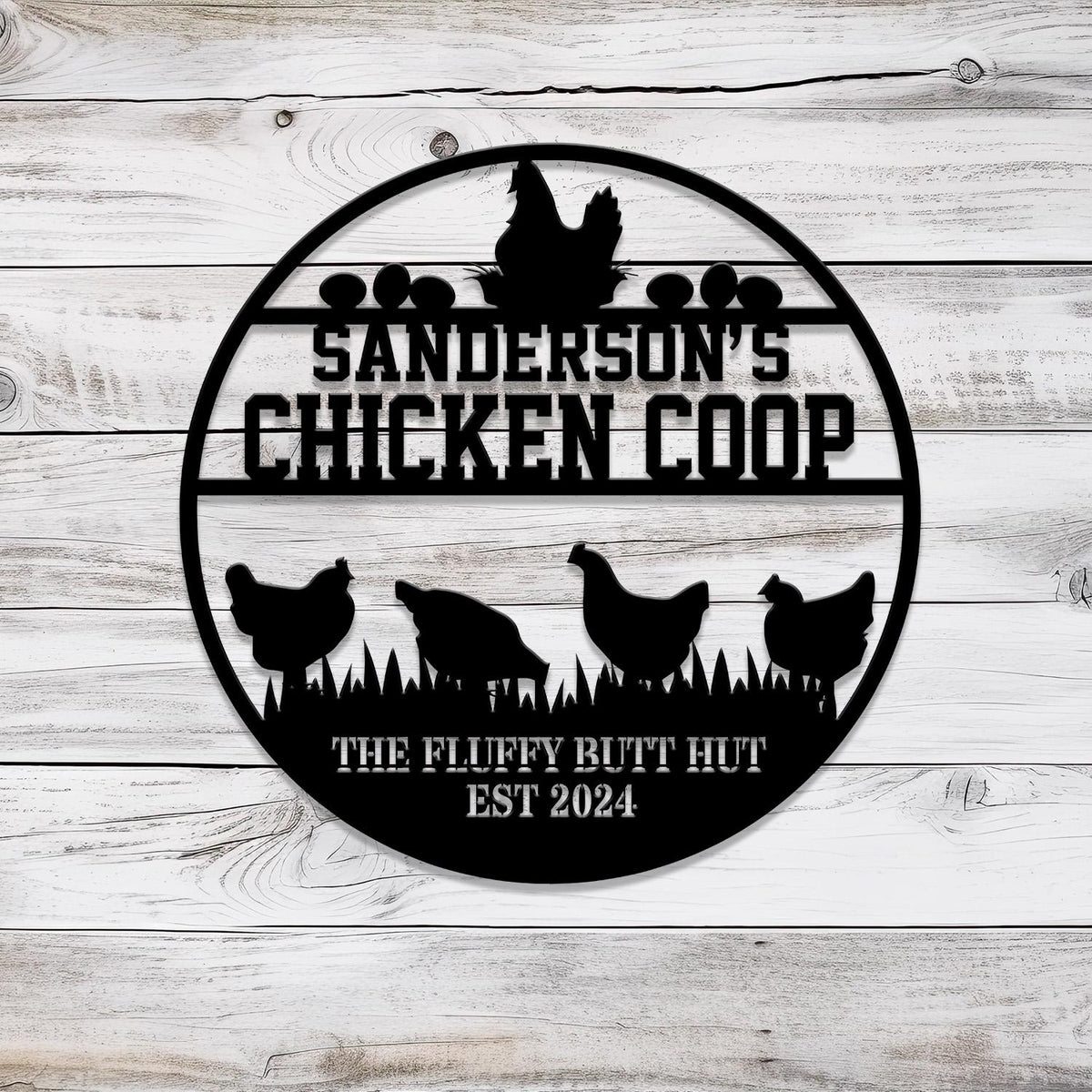 Custom Fluffy Butt Hut Metal Signs, Chicken Coop Sign, Personalized Chicken Farm Sign, Farm Coop Sign, Family Name Chicken Coop Sign