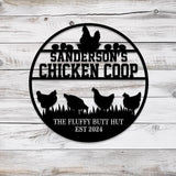 Custom Fluffy Butt Hut Metal Signs, Chicken Coop Sign, Personalized Chicken Farm Sign, Farm Coop Sign, Family Name Chicken Coop Sign