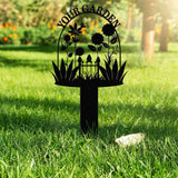 Custom Personalized Garden Metal Sign with Stakes, Flower Design, Yard Art, Garden Name Sign, Perfect Housewarming Gift and Outdoor Decor