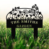 Personalized Custom Metal Garden Sign with Stakes, Flower Design, Outdoor Decor, Large Garden Art, Perfect Housewarming Gift