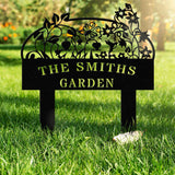 Personalized Custom Metal Garden Sign with Stakes, Flower Design, Outdoor Decor, Large Garden Art, Perfect Housewarming Gift