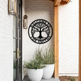 Personalized Metal Welcome Sign with Family Tree of Life Design, Custom Wall Art, Olive Tree Door Sign, Home Decor Wall Hanging