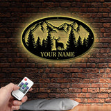 Custom Personalized Oval Deer Metal Cabin Sign, Outdoor Hunting Decor, Deer Hunter Gift, Family Name Sign, Last Name Deer Monogram for Cabin