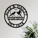 Personalized 50th Wedding Anniversary Lovebirds Metal Wall Art, Custom Milestone Gift for Parents, Husband, Wife, Wedding Celebration Gift