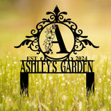 Personalized Garden Stake Sign - Custom Last Name Monogram. Perfect for birthdays, anniversaries, or housewarmings.