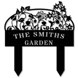 Personalized Custom Metal Garden Sign with Stakes, Flower Design, Outdoor Decor, Large Garden Art, Perfect Housewarming Gift