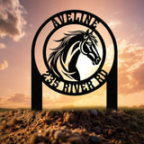 Personalized Horse Barn Metal Address Stake, Modern Address Sign, Custom House Numbers, Metal Address Sign, Address Numbers, Road Address