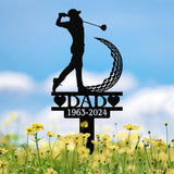 Personalized Golf Memorial Stake Metal, Golfer Memorial Gift, Golfer Dad Sympathy, Grave Marker, Metal Sign, Gardening Gift