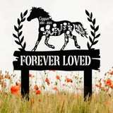 Personalized Floral Horse Heart Memorial Stake - Pet Grave Marker Sign, Horse Loss Gift, Sympathy Remembrance Sign for Garden or Yard
