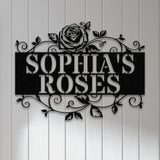 Custom Name Rose Garden Sign, Custom Metal Hanging Garden Sign, Personalized Metal Gardening Gift, Outdoor Decor, Rose Garden Sign