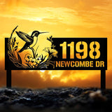 Personalized hummingbird Metal Address Sign, Custom Metal House Number Sign, Metal Street Address Plaque Outdoor Wall Art, Front Door Signs