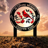 Personalized Memorial Stake Metal, Cardinal Garden Stakes, Cardinals Appear, Grave Marker, Remembrance Stake, Garden Decor, Outdoor Sign