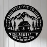 Personalized Cabin Metal Sign, Cabin Sign, Lodge Decor, Cabin Decor, Cabin Lake House Cottage Welcome Sign, Custom Camp Sign, Outdoor Sign