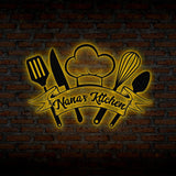 Custom Nana's Metal Kitchen Sign with Led Light, Kitchen Decor, Name Kitchen Sign, Farmhouse Kitchen Decor, Cooking Gift for Grandma Mom