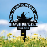 Personalized Fishing Memorial Plaque Stake, Fisherman Memorial Gift, Fishing Dad Sympathy, Gift Loss Of Father, Outdoor Garden Decor