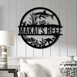 Custom Shark Metal Sign with Led Lights, Last Name Sign, Personalized Reef Wall Art, Shark Wall Decor, Indoor Home Decor & Shark Lover Gift