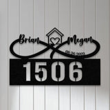 Personalized Couple Name Metal Address Sign, Custom Metal House Number Sign, Metal Street Address Plaque Outdoor Wall Art, Wedding Gifts