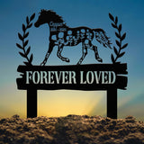 Personalized Floral Horse Heart Memorial Stake - Pet Grave Marker Sign, Horse Loss Gift, Sympathy Remembrance Sign for Garden or Yard