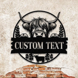 Highland Cow Metal Sign, Custom Highland Cow Wall Art, Personalized Highland Cow Farm Sign, Farmhouse Decor, Ranch Decor, Cow Door Hanger