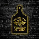 Custom Welcome To My Kitchen Metal Kitchen Sign with Led Light, Kitchen Decor, Name Kitchen Sign, Farmhouse Kitchen Decor, Cooking Gifts