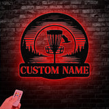 Personalized Disc Golf Metal Wall Art LED Light, Custom Disc Golfer Name Sign, Home Decor, Disc Golf Wall Art, Gift for Disc Golf Players