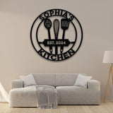 Custom Name Metal Kitchen Sign with Led Light, Kitchen Decor, Name Kitchen Sign, Farmhouse Kitchen Decor, Cooking Gift for Grandma Mom