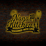 Custom Nana's Metal Kitchen Sign with Led Light, Kitchen Decor, Name Kitchen Sign, Farmhouse Kitchen Decor, Cooking Gift for Grandma Mom